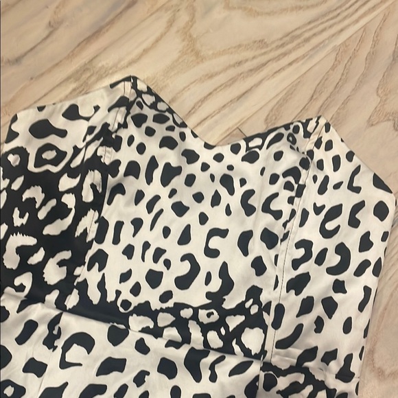 Stylish Black and White Leopard Print Dress strapless silence + noise brand - Picture 2 of 3